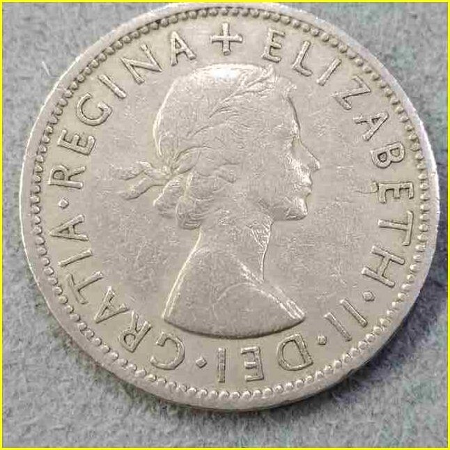 【イギリス 2シリング 硬貨/1956年】 英国 TWO SHILLINGS 白銅貨/エリザベス2世/旧硬貨/コイン/古銭_画像4