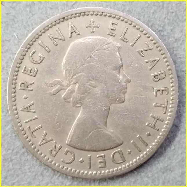 【イギリス 2シリング 硬貨/1956年】 英国 TWO SHILLINGS 白銅貨/エリザベス2世/旧硬貨/コイン/古銭_画像3