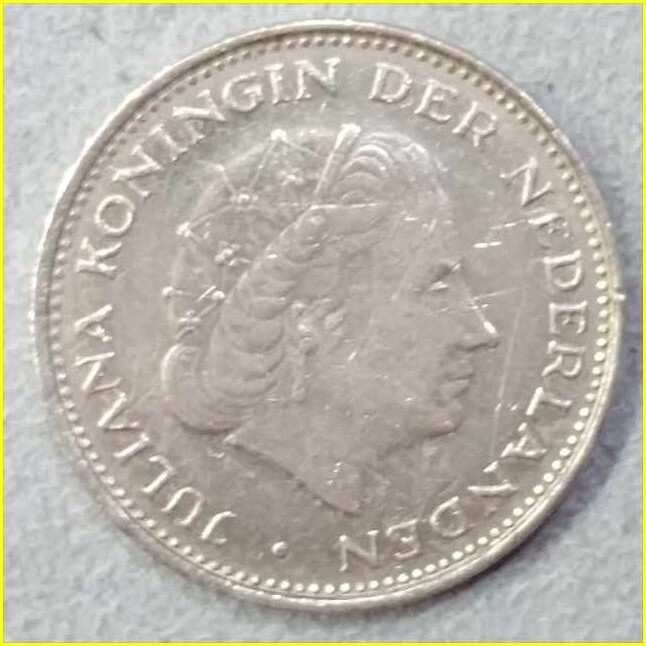 【オランダ 2.5ギルダー 硬貨/1969年】 2・1/2G 旧硬貨/コイン/グルデン/古銭/NEDERLAND_画像3