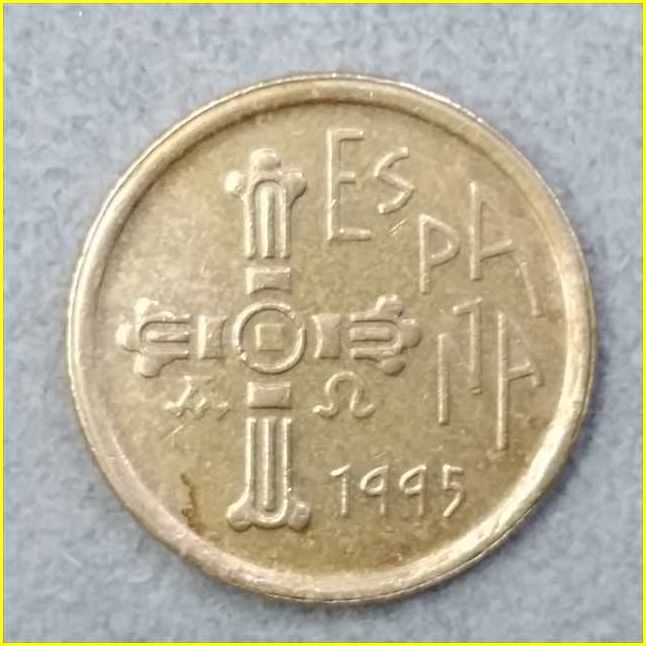 【スペイン 5ペセタ 記念硬貨/1995年】 5 PTAS/アストゥリアス州のクロス/旧硬貨/コイン/古銭_画像1