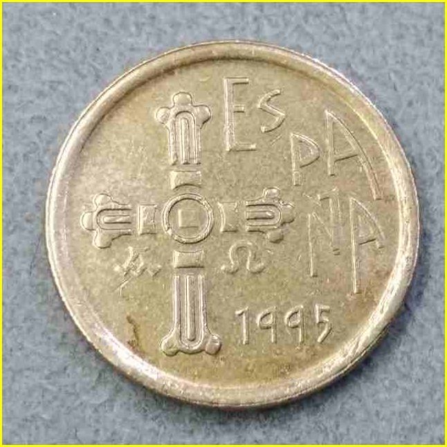 【スペイン 5ペセタ 記念硬貨/1995年】 5 PTAS/アストゥリアス州のクロス/旧硬貨/コイン/古銭_画像2