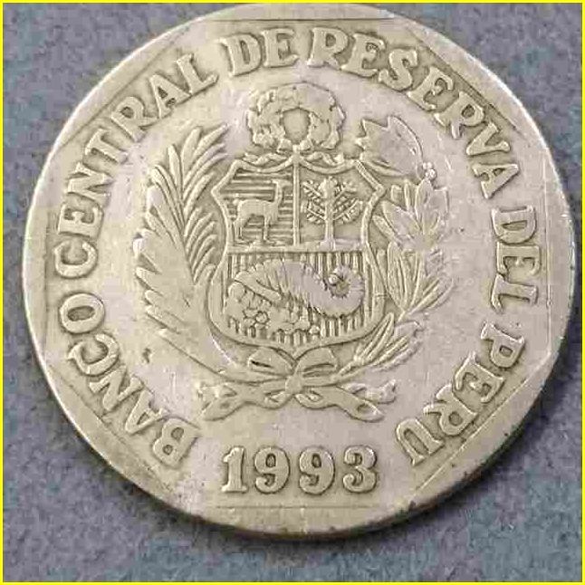 【ペルー 1ヌエボソル 硬貨/1993年】 PERU UN NUEVO SOL/旧硬貨/コイン/古銭/南米★_画像4
