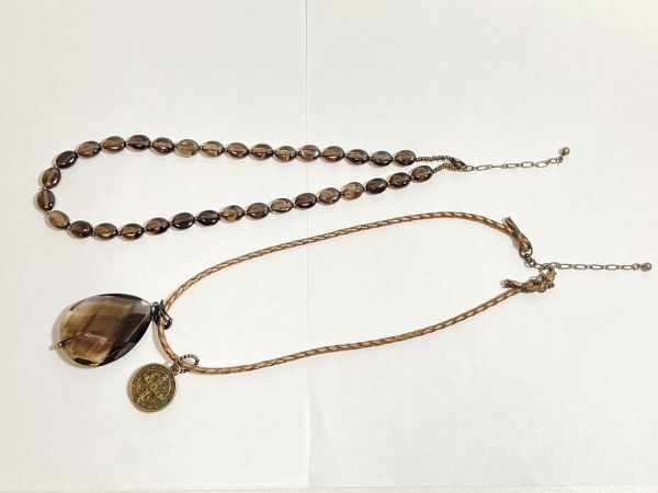 未使用 自宅保管品 Yukiko Okura ユキコオオクラ ネックレス2本セット ペンダントトップ・コイン 天然石チェーン_画像2