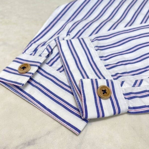 美品 クリーニング済み putiton 長袖 ストライプシャツ 綿100% コットン サイズXL 約110~ キッズ プットイットオン)_画像5