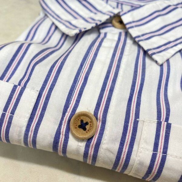 美品 クリーニング済み putiton 長袖 ストライプシャツ 綿100% コットン サイズXL 約110~ キッズ プットイットオン)_画像7