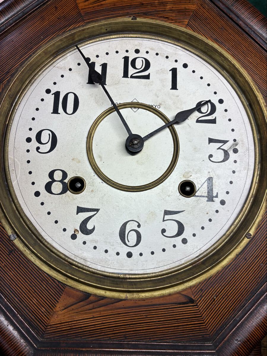 ◎ 古時計 昭和レトロ 掛／柱時計 ゼンマイ式 ANSONIA インテリア 要メンテ_画像5