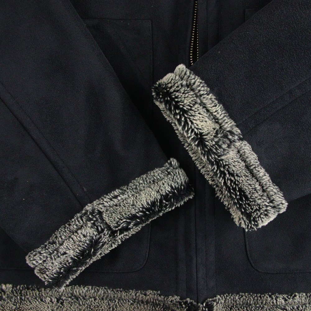 極美品 santafe サンタフェ 豪華ファー裏地 フェイクムートン B-3 TYPE フライト ボアジャケット 黒 ブラック XL【参考価格¥51,840-】_画像4