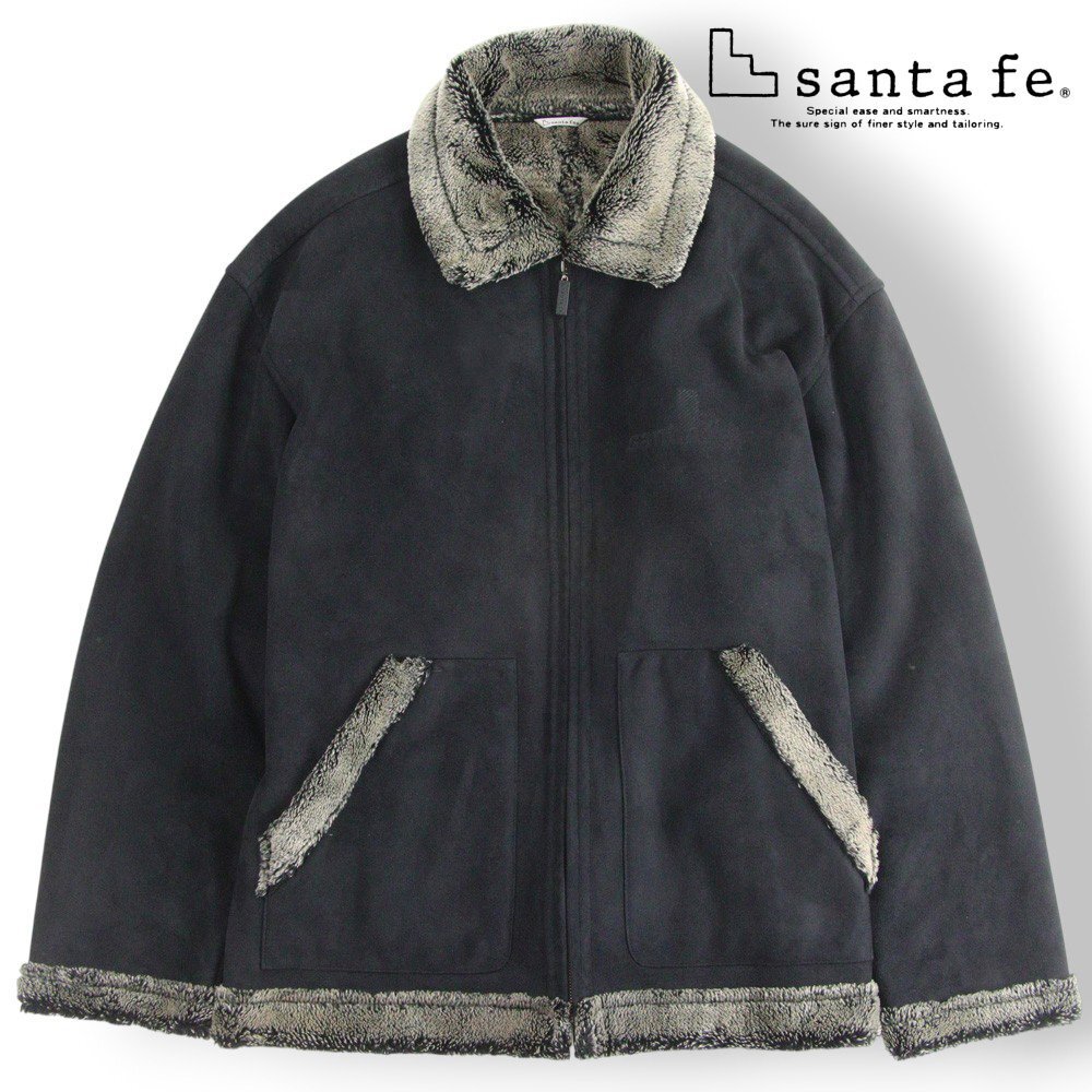 極美品 santafe サンタフェ 豪華ファー裏地 フェイクムートン B-3 TYPE フライト ボアジャケット 黒 ブラック XL【参考価格¥51,840-】_画像1