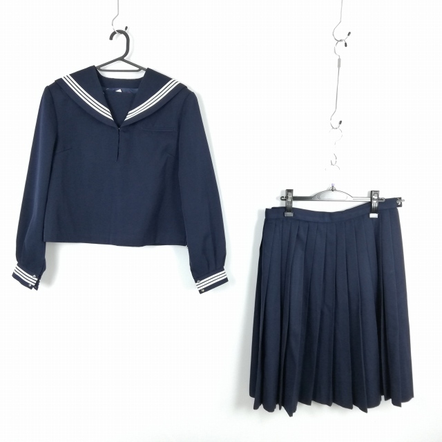 1 иен матроска юбка верх и низ 2 позиций комплект большой размер стрекоза зима предмет белый 3шт.@ линия женщина школьная форма средний . средняя школа темно-синий форма б/у разряд C EY6119