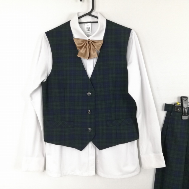 1 иен блейзер лучший проверка юбка лента верх и низ 5 позиций комплект указание 165 зима предмет женщина школьная форма Kanagawa . оптика . средний . средняя школа темно-синий б/у разряд C EY6557