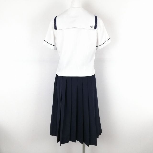 1 иен матроска юбка лента верх и низ 3 позиций комплект стрекоза лето предмет рисунок 1 шт. линия женщина школьная форма Кагосима час . учебное заведение камфорное дерево юг средняя школа белый форма б/у разряд C EY6578