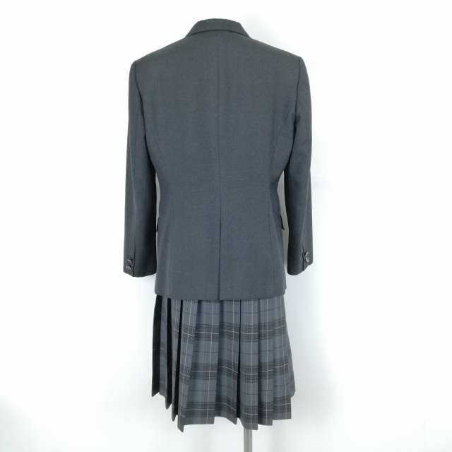 1 иен блейзер проверка юбка лента верх и низ 4 позиций комплект указание 165A Fuji яхта зима предмет женщина Shizuoka Япония университет Mishima средняя школа серый б/у разряд C EY6585