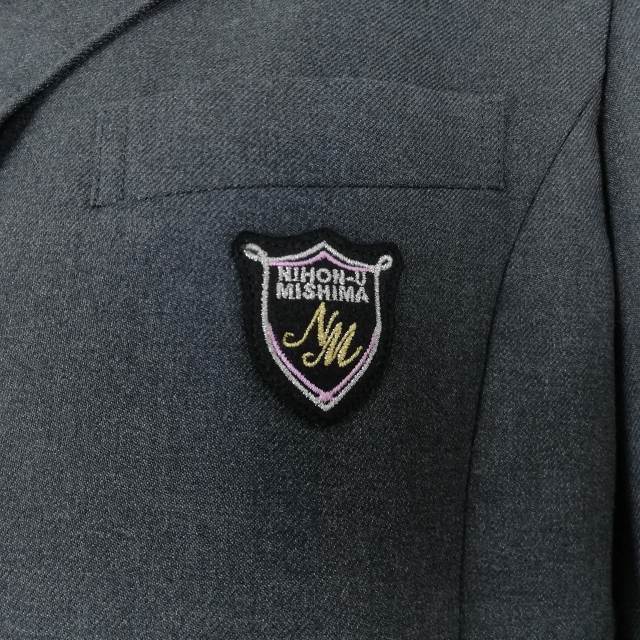 1 иен блейзер проверка юбка лента верх и низ 4 позиций комплект указание 165A Fuji яхта зима предмет женщина Shizuoka Япония университет Mishima средняя школа серый б/у разряд C EY6585