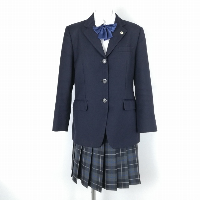 1 иен блейзер проверка юбка лента верх и низ 4 позиций комплект большой размер can ko- зима предмет женщина Kanagawa Atsugi quotient индустрия средняя школа темно-синий б/у разряд B EY6587
