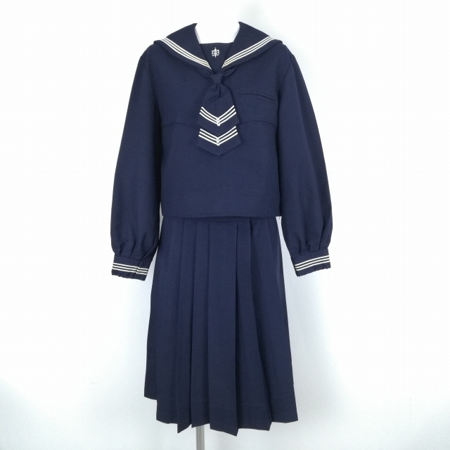 1 иен матроска юбка галстук верх и низ 3 позиций комплект Francis ko зима предмет белый 3шт.@ линия женщина школьная форма белый 100 . учебное заведение темно-синий форма б/у разряд C EY6588