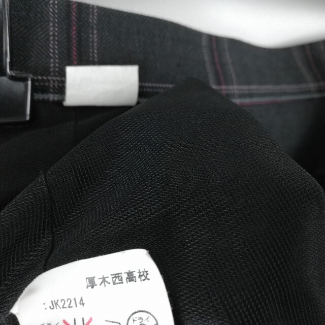1 иен блейзер проверка юбка лента верх и низ 4 позиций комплект Fuji яхта зима предмет женщина школьная форма Kanagawa Fujisawa обобщенный средняя школа темно-синий форма б/у разряд B EY6610