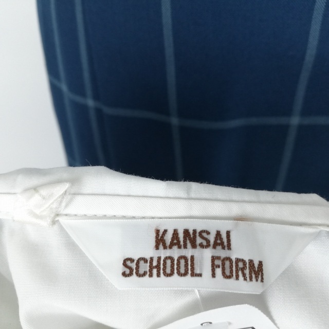 1 иен матроска проверка юбка шнур Thai верх и низ 3 позиций комплект указание L большой размер очень большой промежуточный одежда женщина Okayama белый . средняя школа белый б/у разряд C EY6580