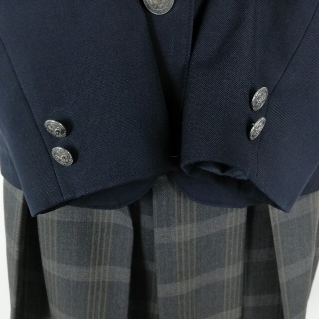 1 иен блейзер проверка юбка верх и низ 4 позиций комплект указание большой размер зима предмет школьная форма Kanagawa Yokosuka .. средний . средняя школа темно-синий форма б/у разряд C EY6688