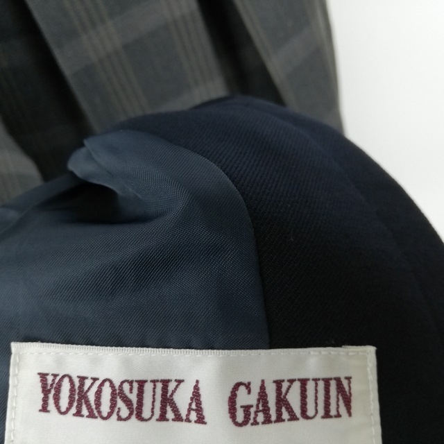 1 иен блейзер проверка юбка верх и низ 4 позиций комплект указание большой размер зима предмет школьная форма Kanagawa Yokosuka .. средний . средняя школа темно-синий форма б/у разряд C EY6688