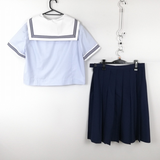 1 иен матроска юбка верх и низ 2 позиций комплект большой размер очень большой лето предмет синий 3шт.@ линия женщина школьная форма средний . средняя школа бледно-голубой форма б/у разряд C EY6703