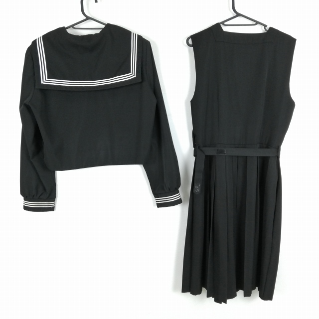 1 иен матроска сарафан шарф верх и низ 3 позиций комплект большой размер зима предмет белый 3шт.@ линия женщина школьная форма средний . средняя школа чёрный б/у разряд C EY6764