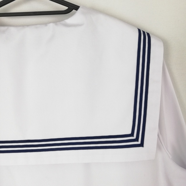 1 иен матроска юбка шарф верх и низ 3 позиций комплект 185A большой размер очень большой стрекоза промежуточный одежда синий 3шт.@ линия женщина средний . средняя школа белый б/у разряд C EY6922