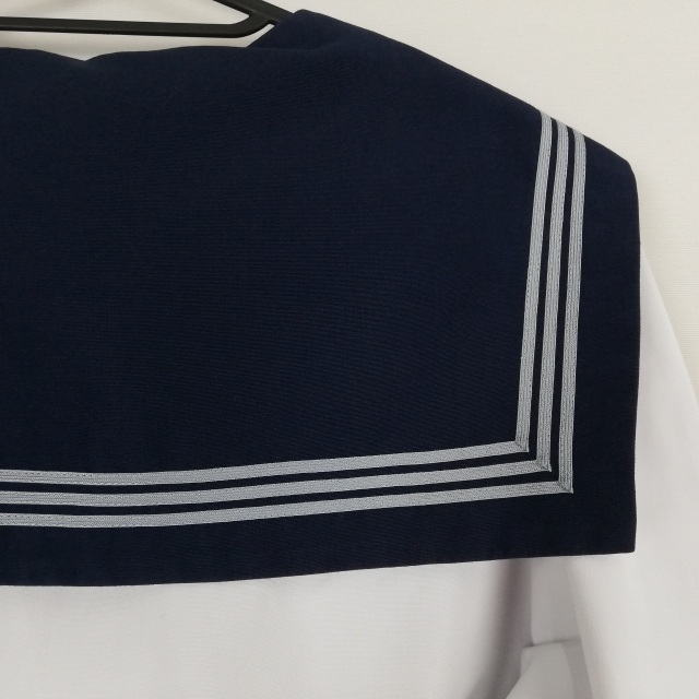 1 иен матроска юбка шарф верх и низ 3 позиций комплект большой размер очень большой промежуточный одежда серый 3шт.@ линия женщина Kochi холм . средняя школа белый б/у разряд C EY6870