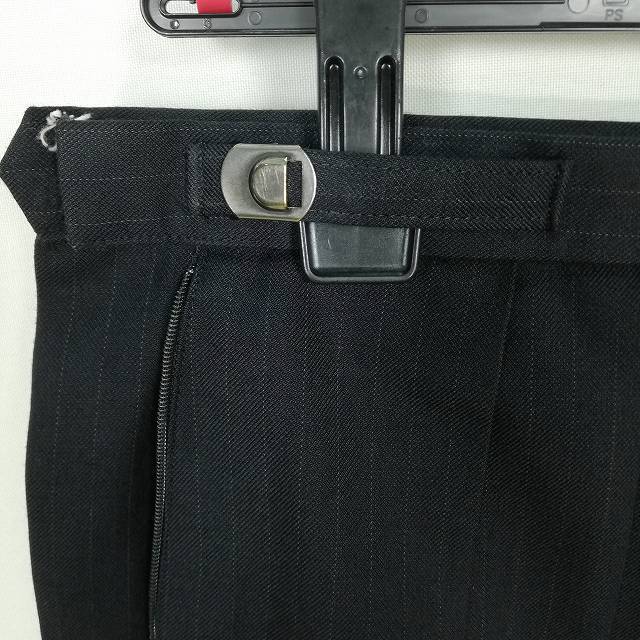 1円 スクールスカート 冬物 w63-丈56 ストライプ 中学 高校 プリーツ 学生服 制服 女子 中古 HK4676_画像3