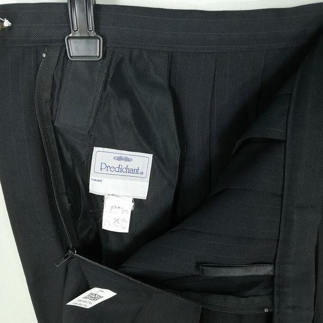 1円 スクールスカート 冬物 w63-丈56 ストライプ 中学 高校 プリーツ 学生服 制服 女子 中古 HK4676_画像4