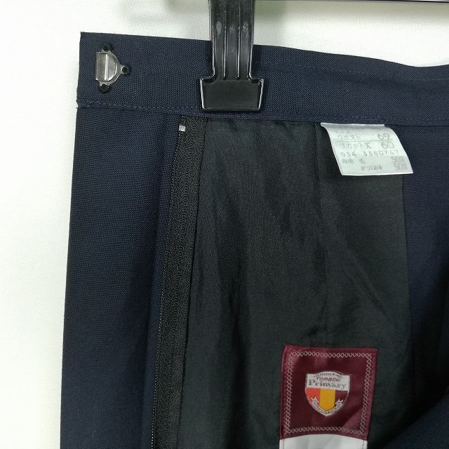 1円 スクールスカート 夏物 w66-丈62 紺 中学 高校 プリーツ 学生服 制服 女子 中古 HK4749_画像4