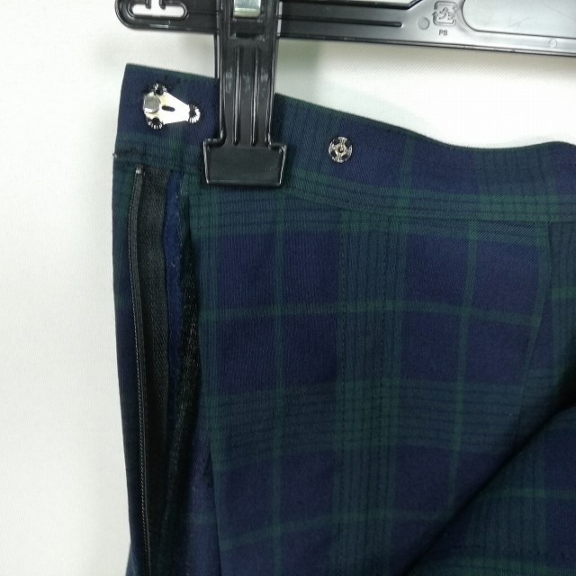 1円 スクールスカート 夏物 w66-丈47 チェック 中学 高校 プリーツ 学生服 制服 女子 中古 HK5949_画像4