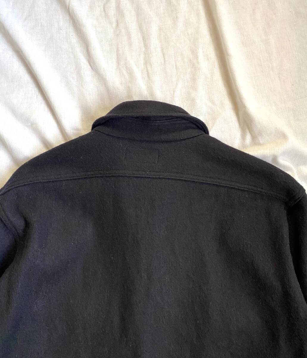 YAECA LIKE WEAR ヤエカ ライクウエア CPOシャツ ウール/リネン メルトン 40/LARGE 日本製 濃紺 ネイビー_画像9