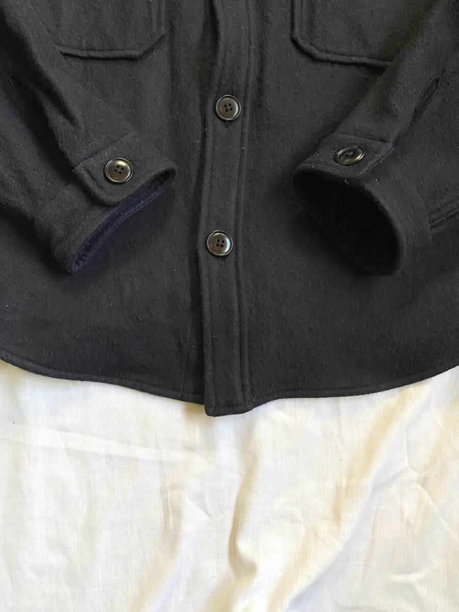 YAECA LIKE WEAR ヤエカ ライクウエア CPOシャツ ウール/リネン メルトン 40/LARGE 日本製 濃紺 ネイビー_画像8