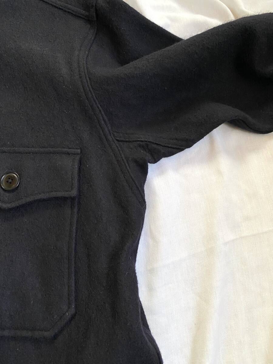 YAECA LIKE WEAR ヤエカ ライクウエア CPOシャツ ウール/リネン メルトン 40/LARGE 日本製 濃紺 ネイビー_画像7