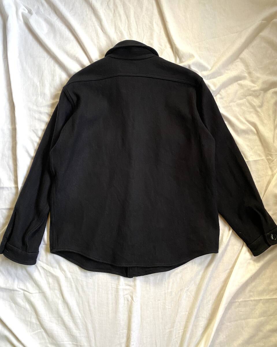 YAECA LIKE WEAR ヤエカ ライクウエア CPOシャツ ウール/リネン メルトン 40/LARGE 日本製 濃紺 ネイビー_画像6