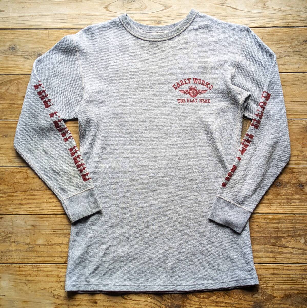 бесплатная доставка!THE FLAT HEAD Flat Head термический cut and sewn вафля long футболка size 42 серый EARLY WORKS сделано в Японии б/у одежда Warehouse