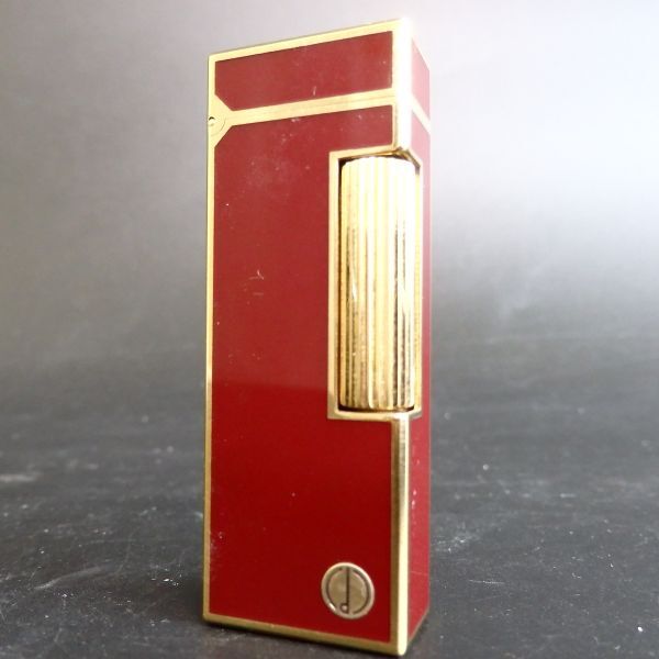 １円スタート 激レア Dunhill ダンヒル ラッカー ｄロゴ ガスライター レッド ゴールド 箱付き 11-5 41869_画像2