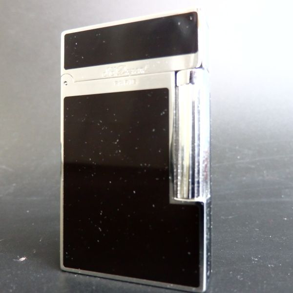 １円スタート 激レア S.T.Dupont デュポン LINE２ ライン2 ローラー ガスライター ブラック シルバー 箱付き 10-4 41864_画像2