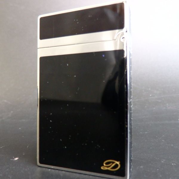 １円スタート 激レア S.T.Dupont デュポン LINE２ ライン2 ローラー ガスライター ブラック シルバー 箱付き 10-4 41864_画像3
