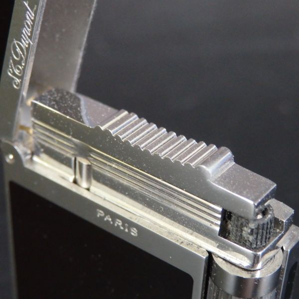 １円スタート 激レア S.T.Dupont デュポン LINE２ ライン2 ローラー ガスライター ブラック シルバー 箱付き 10-4 41864_画像9