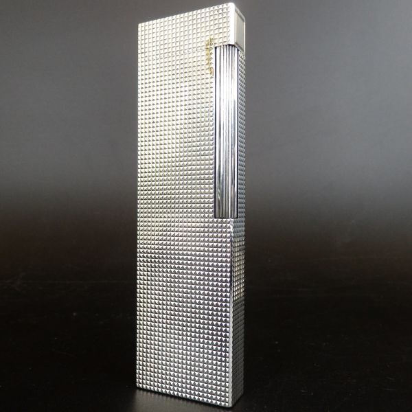 1円スタート 激レア S.T.Dupont デュポン LINE1 ライン1 スタッズ柄 ガスライター シルバー ロング ローラー 11-4 41882_画像1