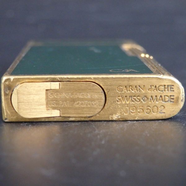 1円スタート 激レア CARAN d'ACHE カランダッシュ ローラー ガスライター グリーン ゴールド 10-4 41888_画像5