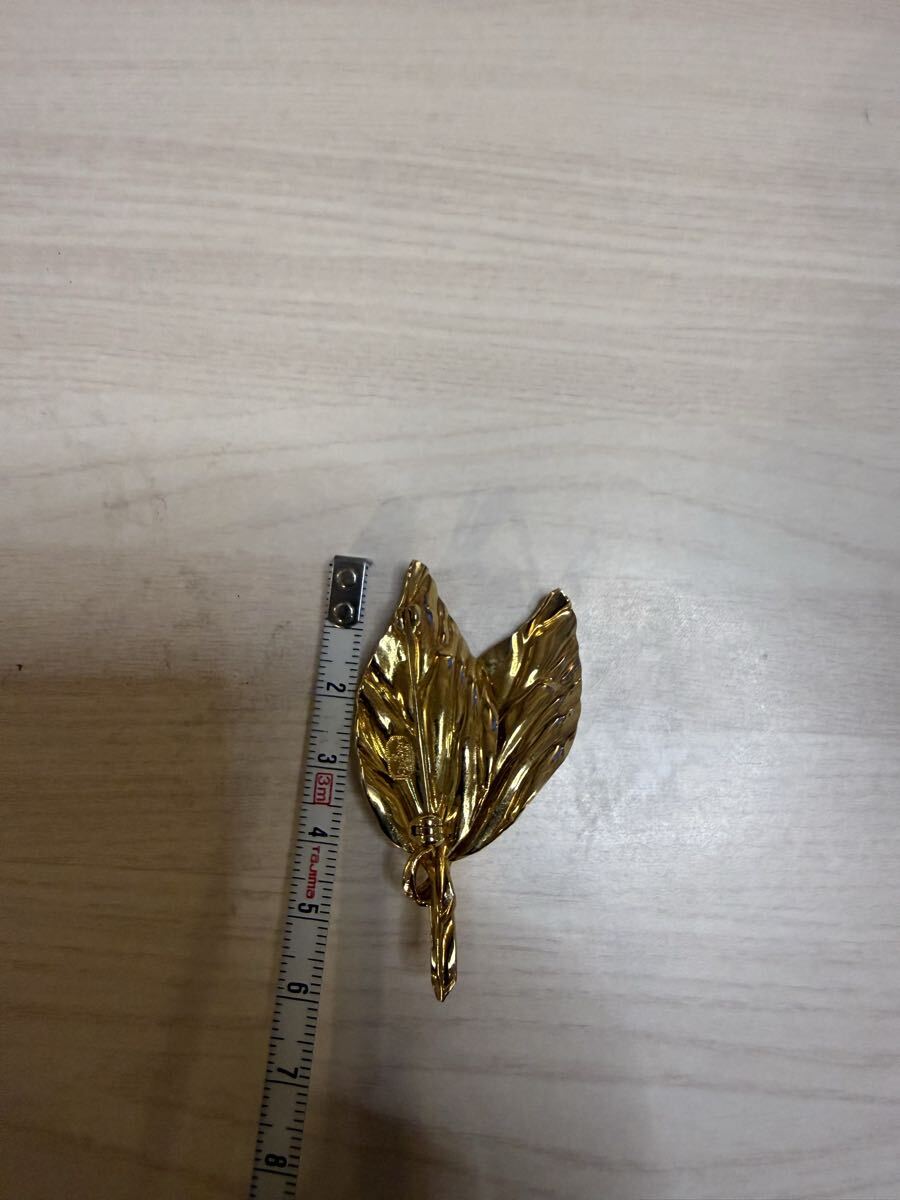 [ прекрасный товар ] редкий Christian Dior leaf узор брошь Gold 