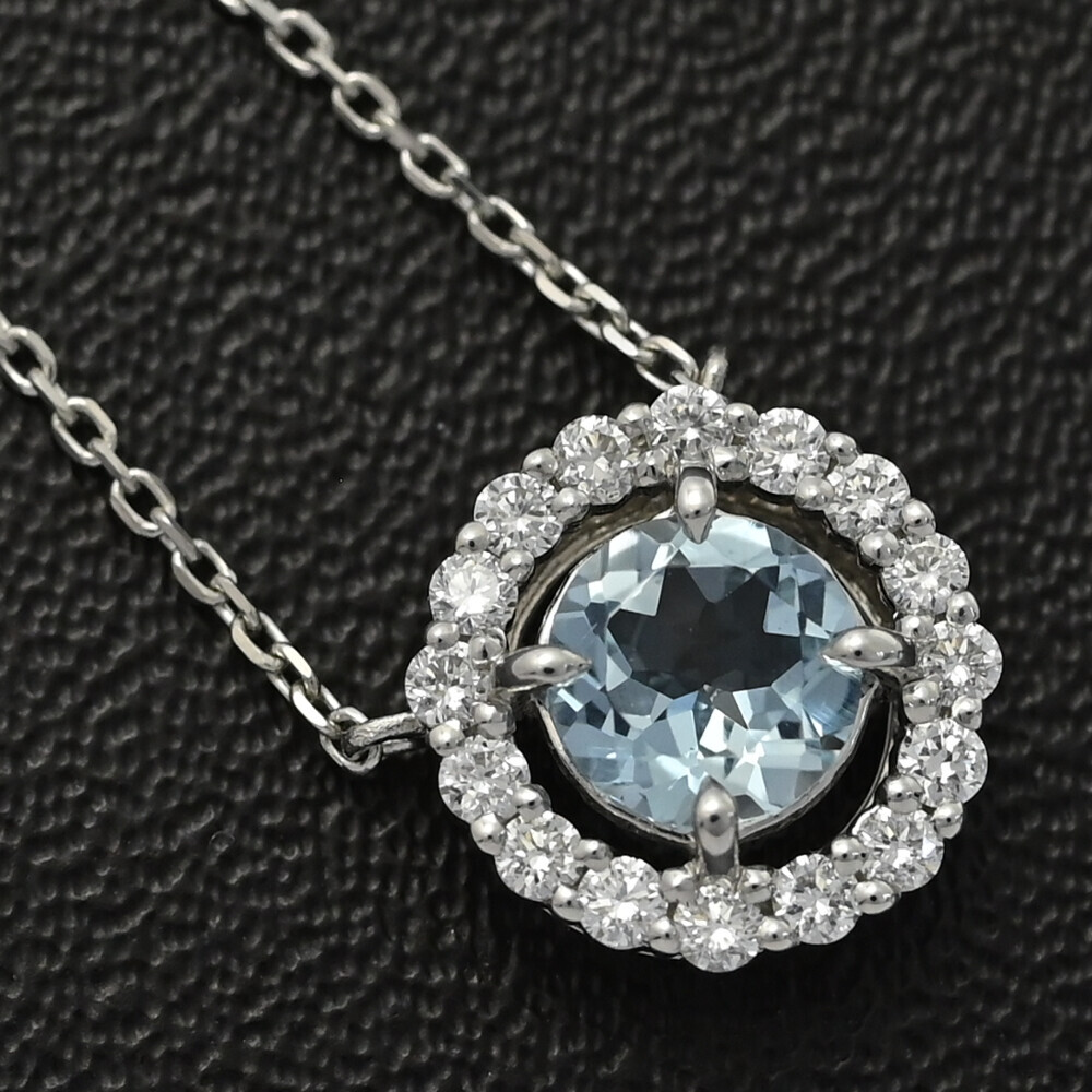 4℃ ヨンドシー アクアマリン（アクワマリン）・ダイヤモンドネックレス・ペンダント/Pt850-3.0g/プラチナ/翌日配送可■595650_画像4