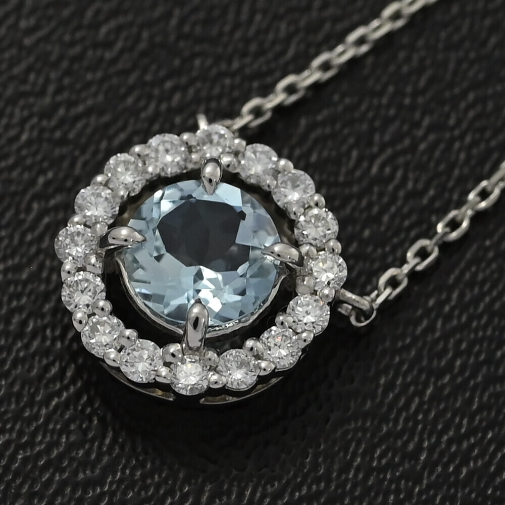 4℃ ヨンドシー アクアマリン（アクワマリン）・ダイヤモンドネックレス・ペンダント/Pt850-3.0g/プラチナ/翌日配送可■595650_画像9