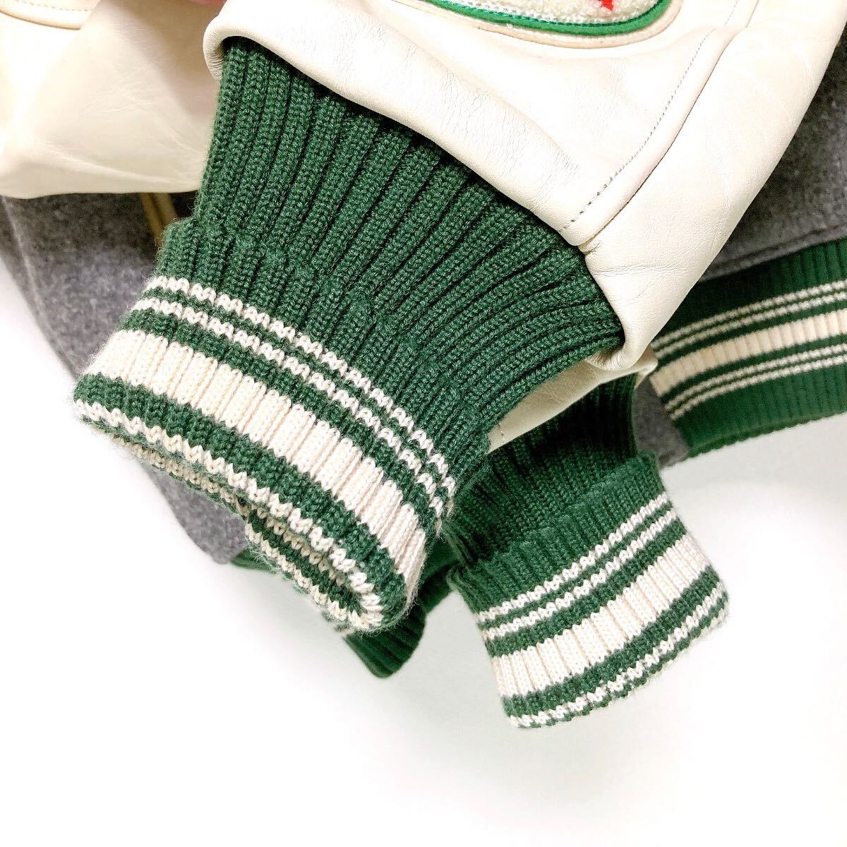 WHITESVILLE ホワイツビル アワードジャケット スタジャン 袖革 ウール フルデコ 東洋エンタープライズ 38 グリーン系_画像7