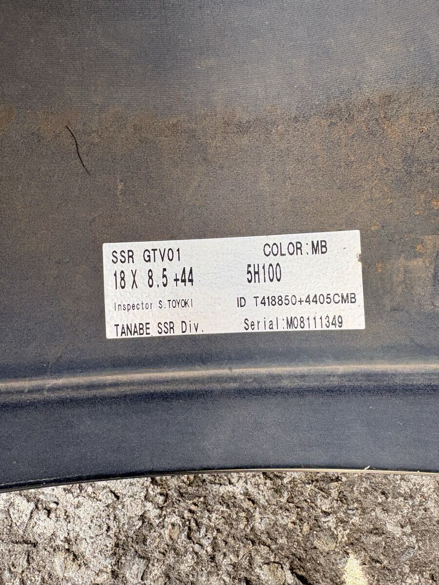 良品 SSR GTV01 18インチ 8.5J ＋44 PCD100 5穴　TOYO PROXES SPORT 225/40R18 86 BRZ プリウス30〜50系　4本セット_画像7