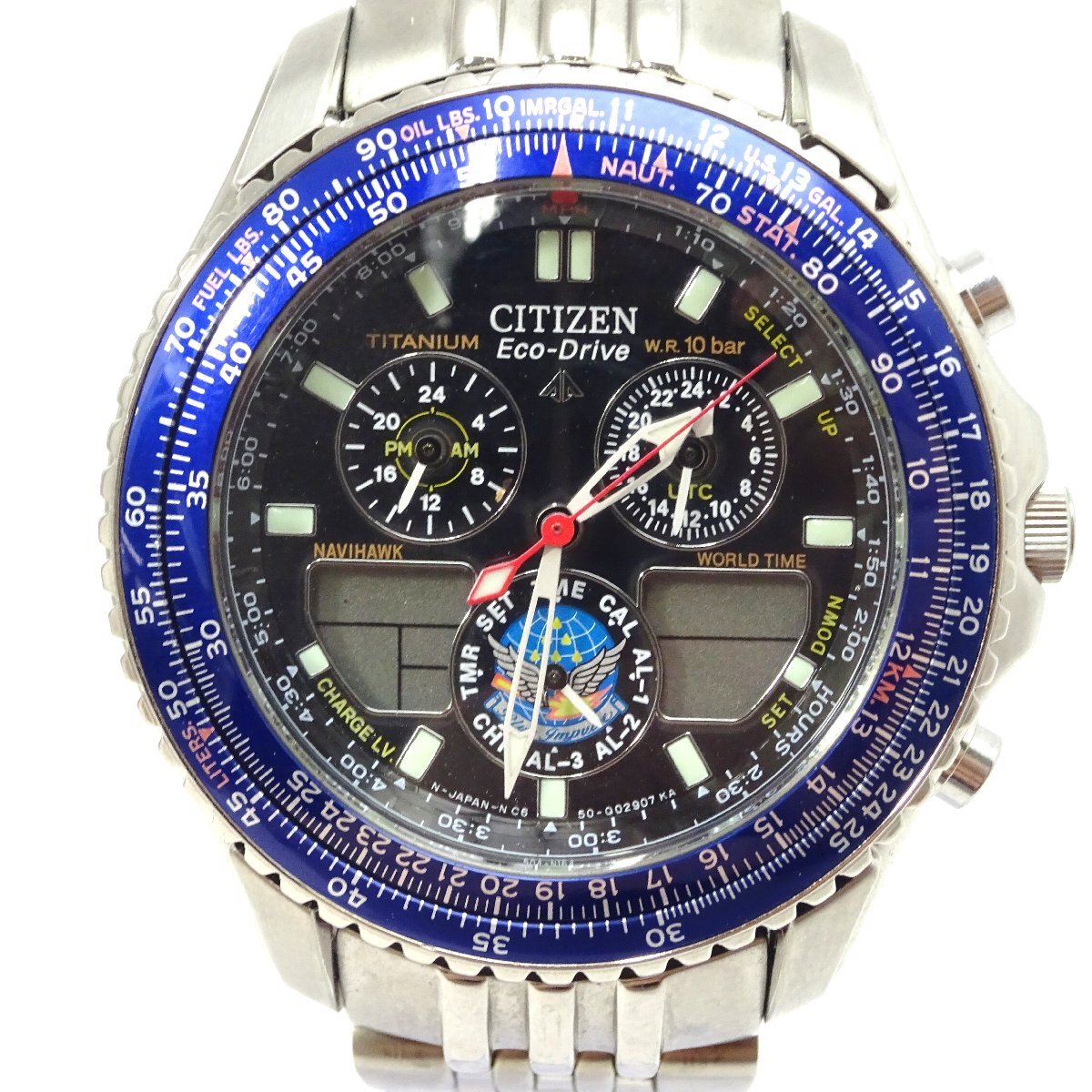 1円開始◆稼働◆ シチズン C650-Q02381 プロマスター ブルーインパルス エコドライブ ブラック クオーツ メンズ 腕時計 AC673_画像1