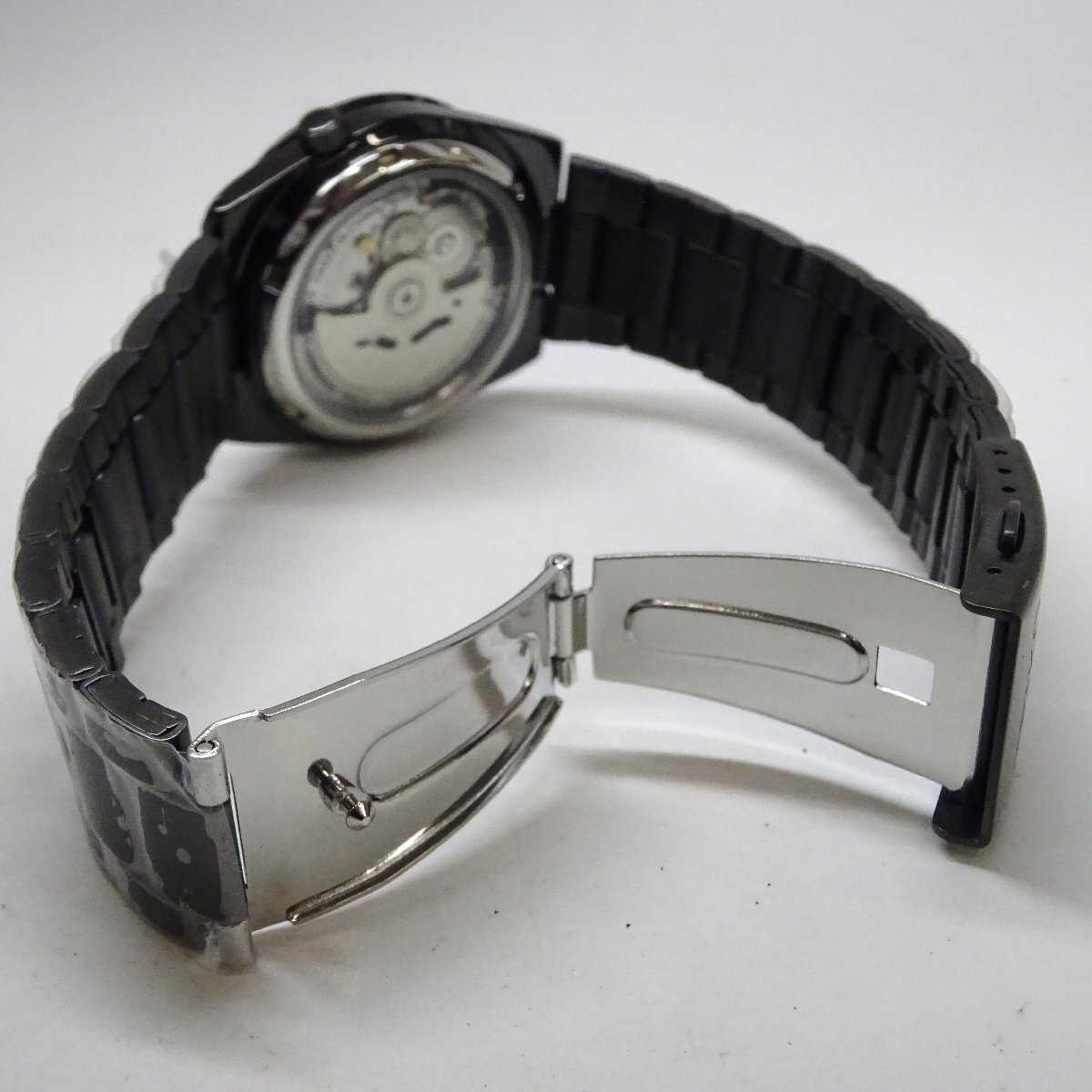 1円開始◆稼働◆ セイコー 7S26-0210 セイコーファイブ ブラック 自動巻き メンズ 腕時計 AC44902の画像6