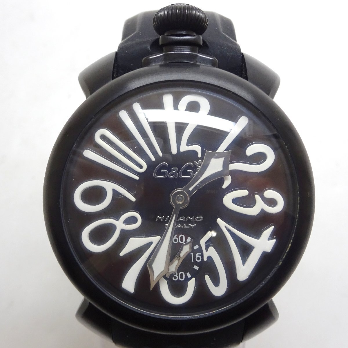 1円開始◆稼働◆ ガガミラノ N.12184 ブラック 手巻き メンズ 腕時計 AC45003_画像1